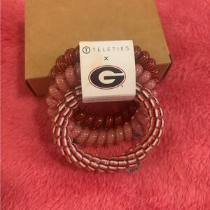 Teleties Red/Black/White Ga Bulldogs Hair Ties